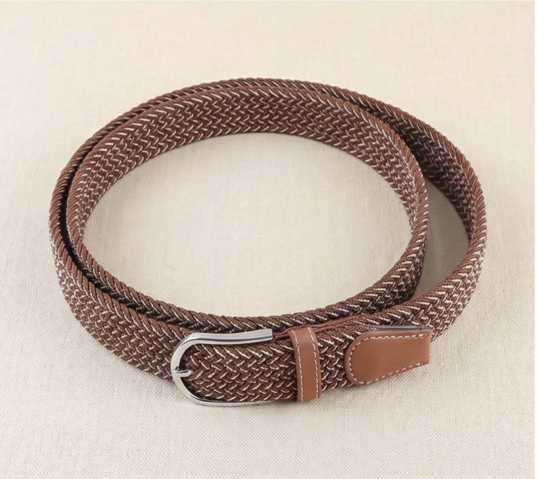 Braided Stretch Belt – Heritage (Brown & White)