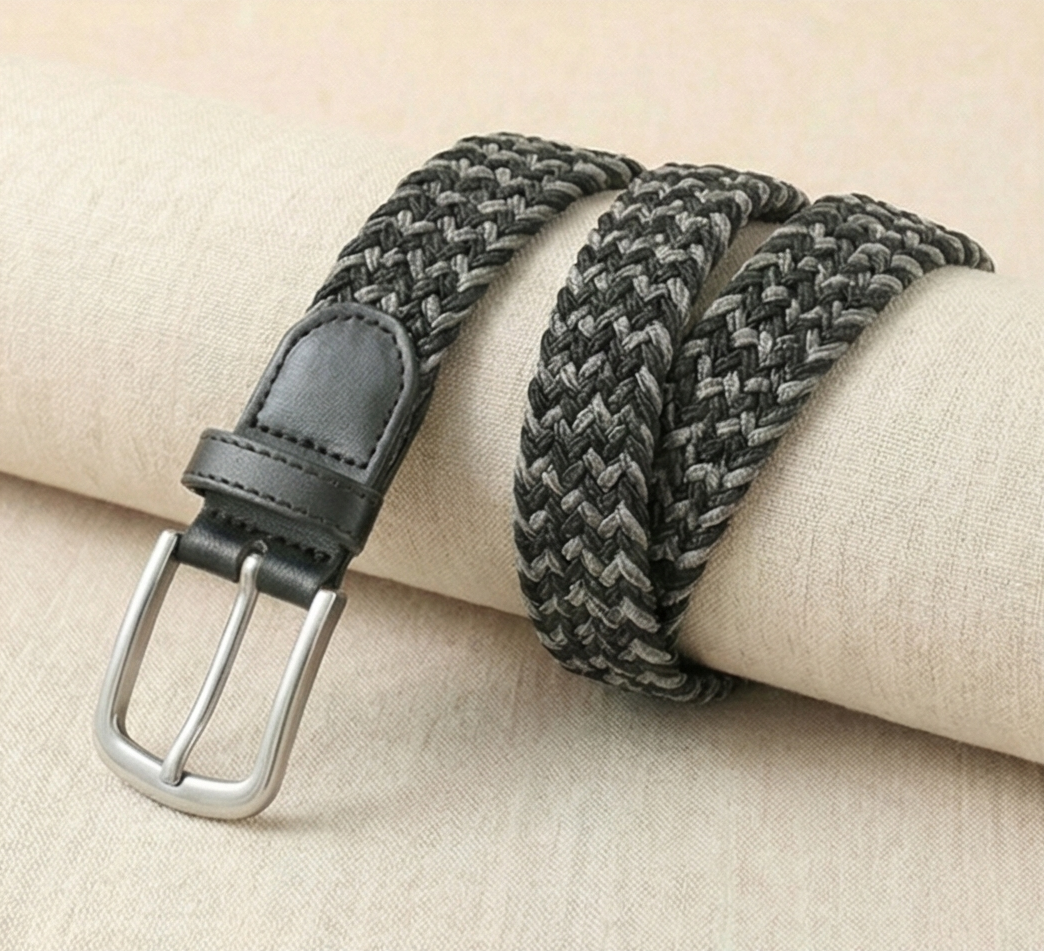 Braided Stretch Belt - Black & Dark Grey