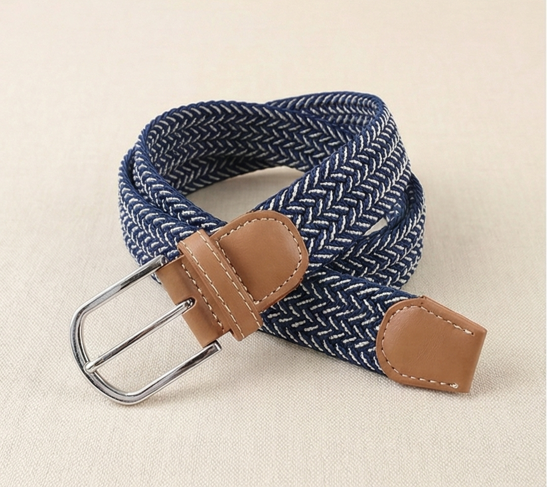 Braided Stretch Belt – Heritage (Navy & White)