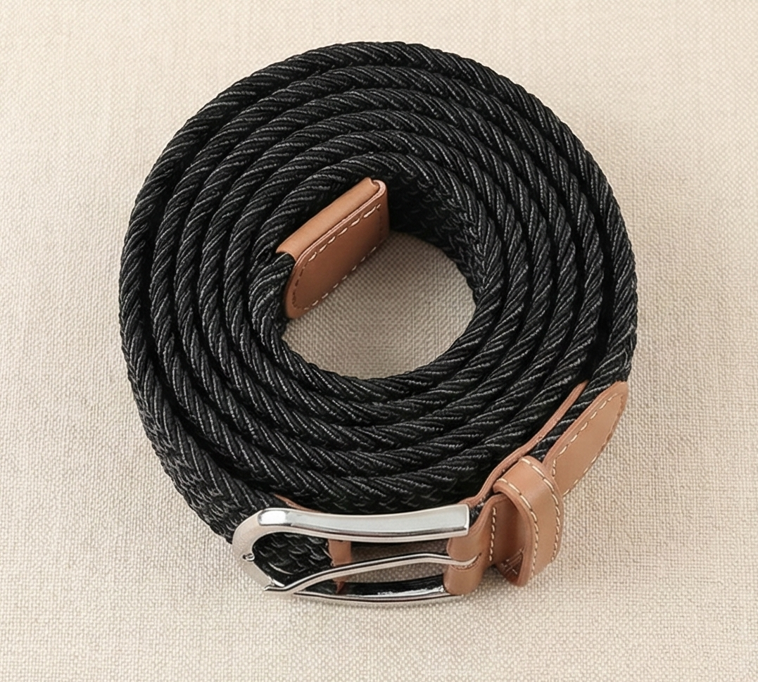 Braided Stretch Belt – Heritage (Black & Grey)