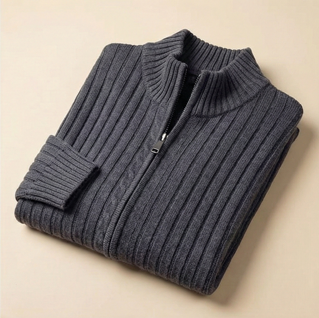 Heritage Zip Knit Sweater – Dark Grey