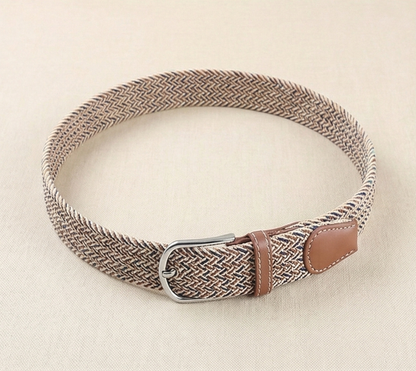Braided Stretch Belt – Heritage (Brown-Beige & Navy)