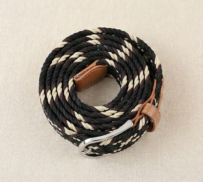 Braided Stretch Belt – Espresso & Cream