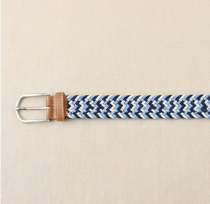 Braided Stretch Belt - Navy Blue White