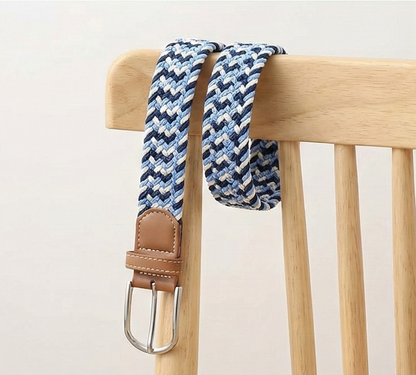 Braided Stretch Belt - Navy Blue White