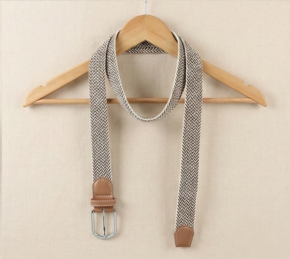Braided Stretch Belt – Heritage (Beige & Brown)