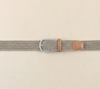Braided Stretch Belt – Heritage (Beige & Brown)