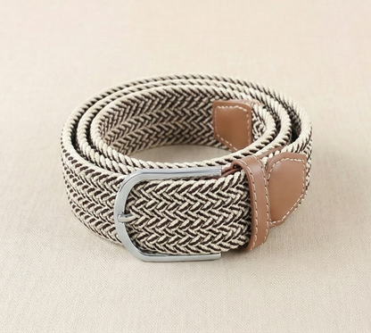 Braided Stretch Belt – Heritage (Beige & Brown)