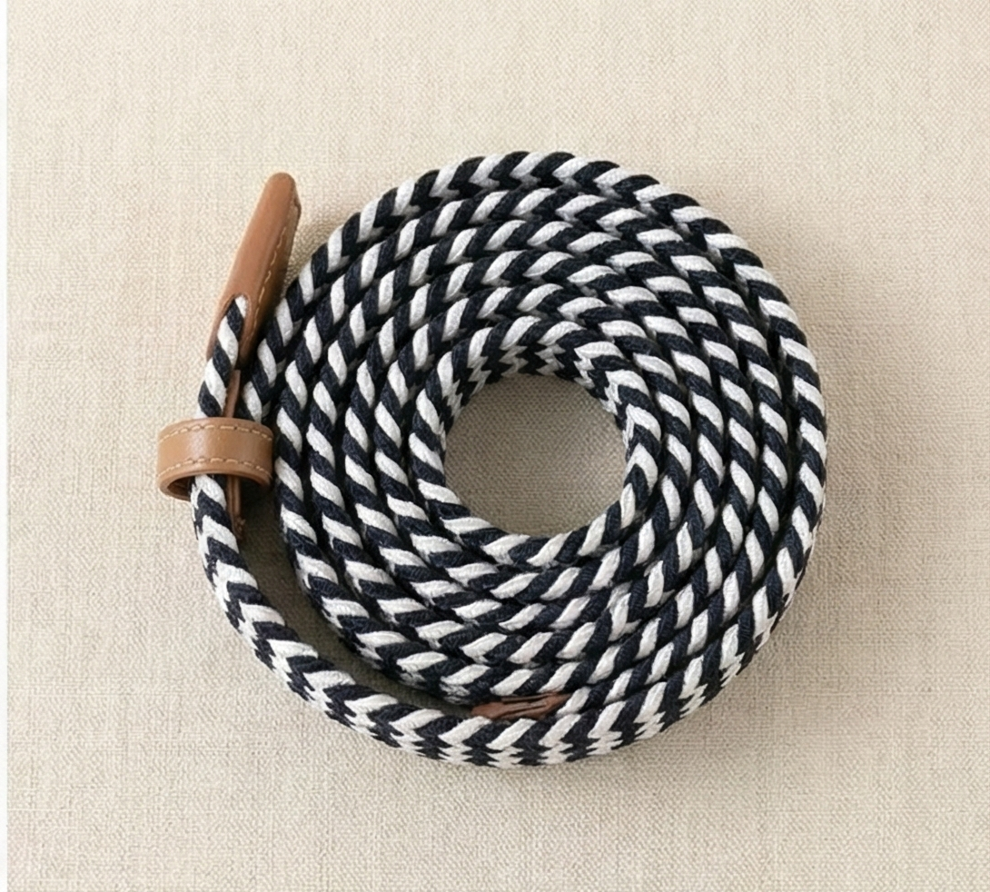 Braided Stretch Belt - Black & White