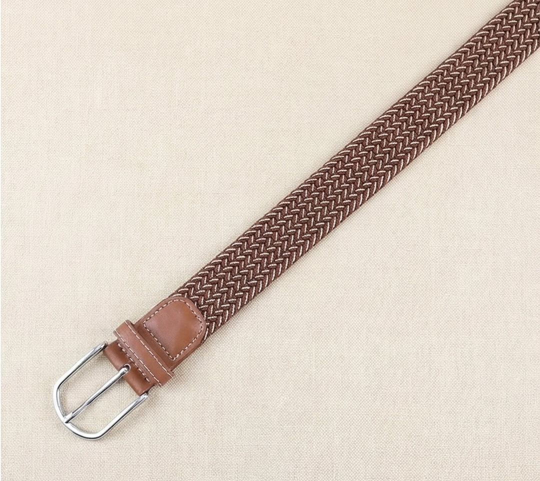 Braided Stretch Belt – Heritage (Brown & White)