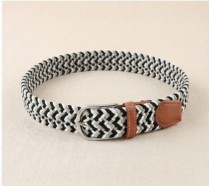Braided Stretch Belt - Gray Black White