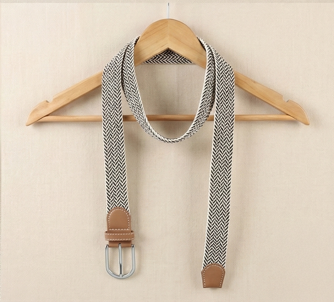 Braided Stretch Belt – Heritage (White & Black)