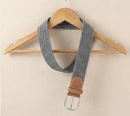 Braided Stretch Belt – Heritage (Dark Grey & White)