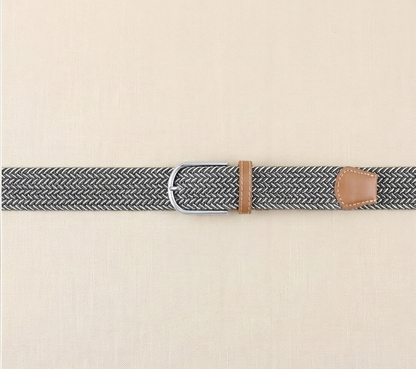 Braided Stretch Belt – Heritage (Dark Grey & White)