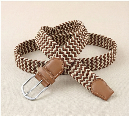 Braided Stretch Belt - Beige & Brown