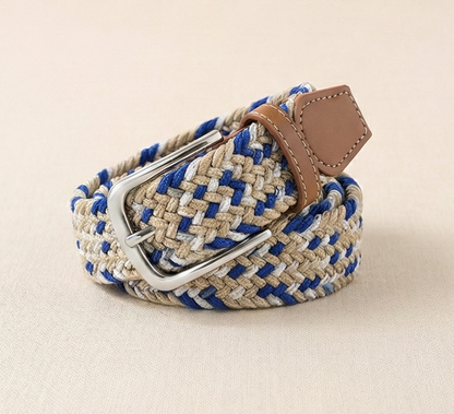 Braided Stretch Belt - Sandstone & Navy