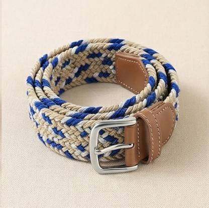 Braided Stretch Belt - Sandstone & Navy