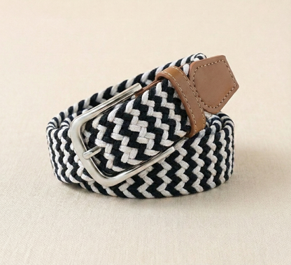 Braided Stretch Belt - Black & White