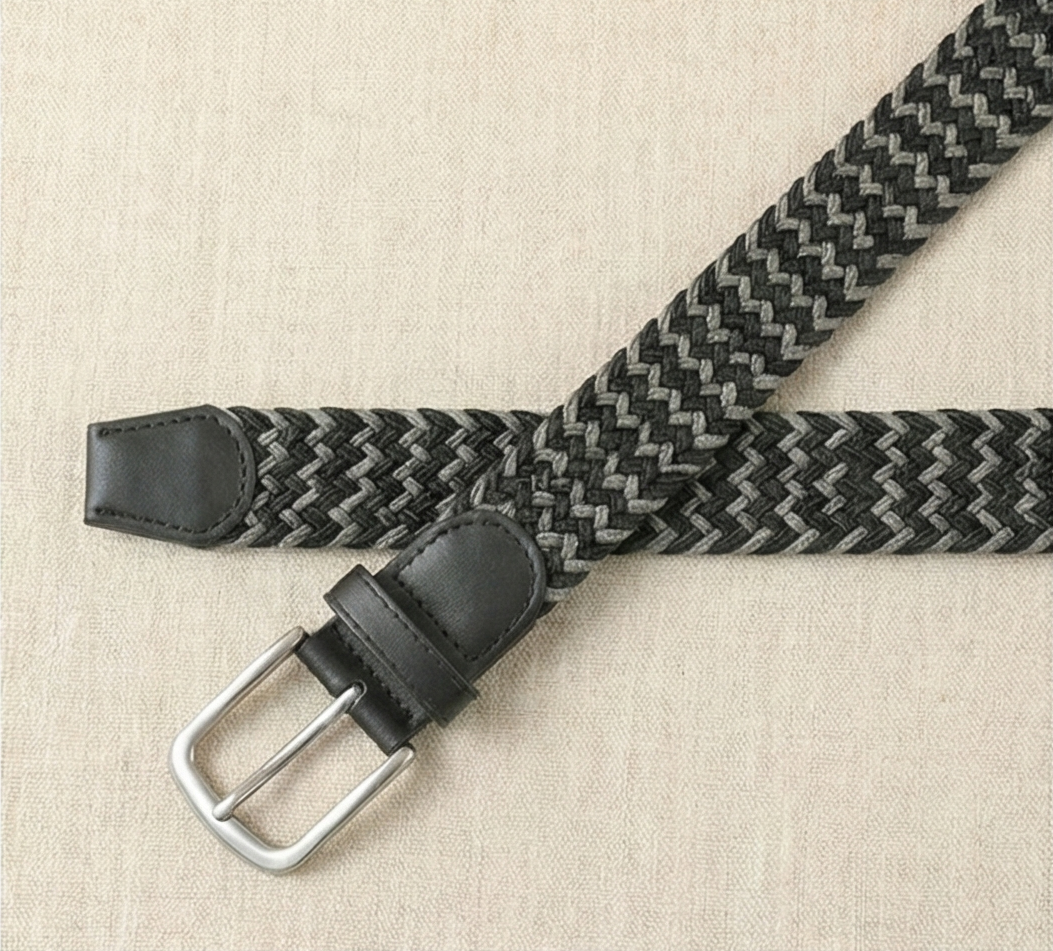 Braided Stretch Belt - Black & Dark Grey