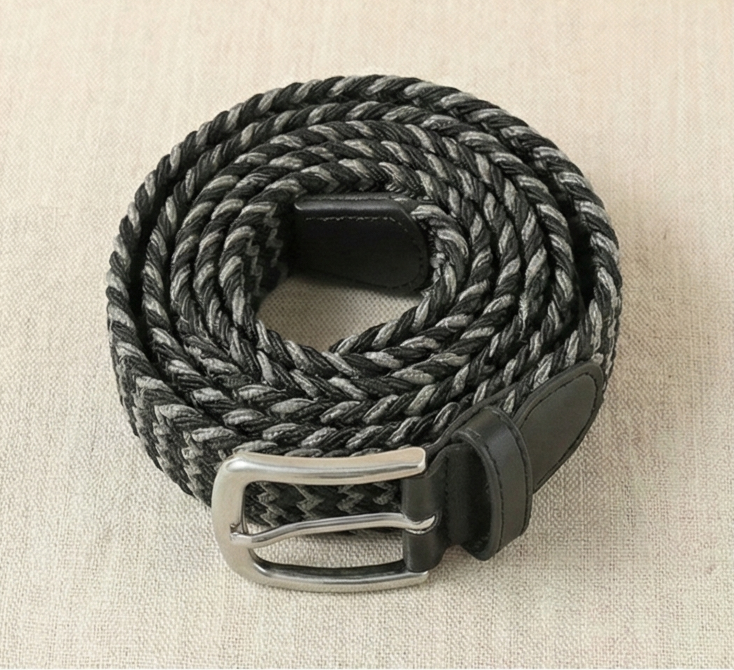 Braided Stretch Belt - Black & Dark Grey