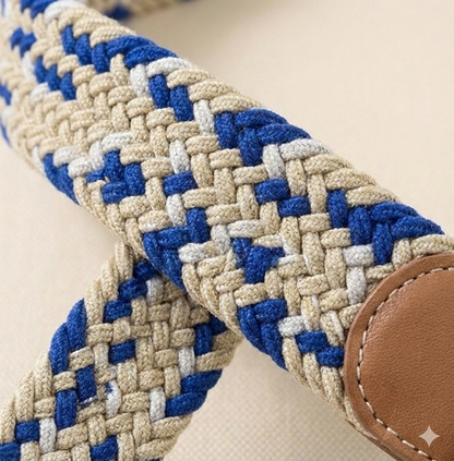 Braided Stretch Belt - Sandstone & Navy