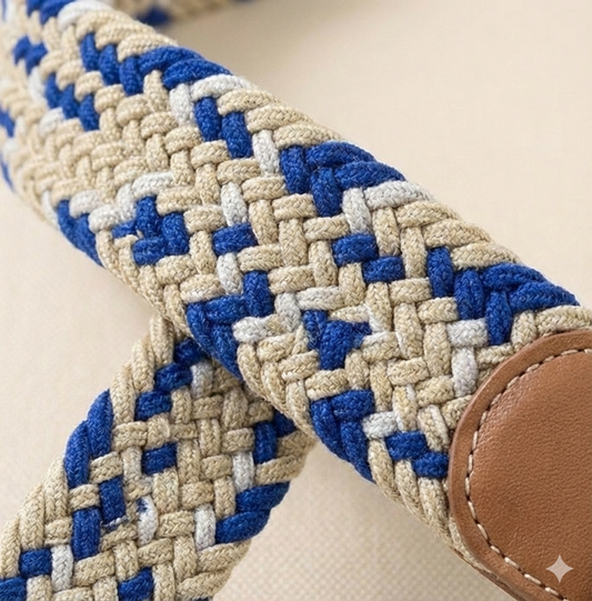 Braided Stretch Belt - Sandstone & Navy