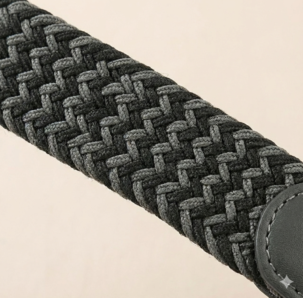 Braided Stretch Belt - Grey &  Onyx Black