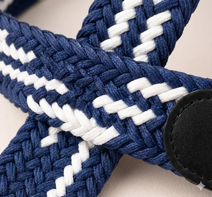 Braided Stretch Belt - Oxford Navy & White