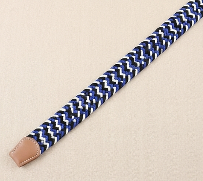 Braided Stretch Belt - Blue White Black