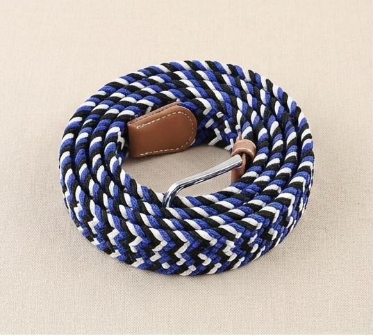 Braided Stretch Belt - Blue White Black