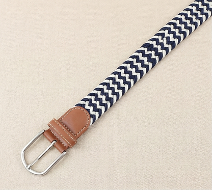 Braided Stretch Belt - Navy & White