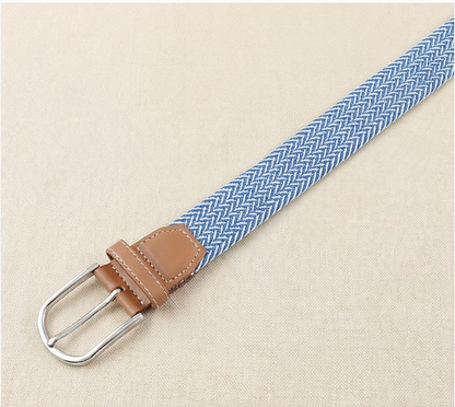 Braided Stretch Belt – Heritage (Sky Blue & White)
