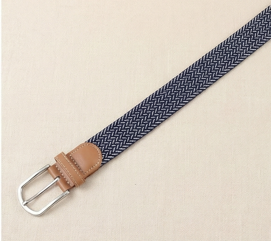 Braided Stretch Belt – Heritage (Navy & White)