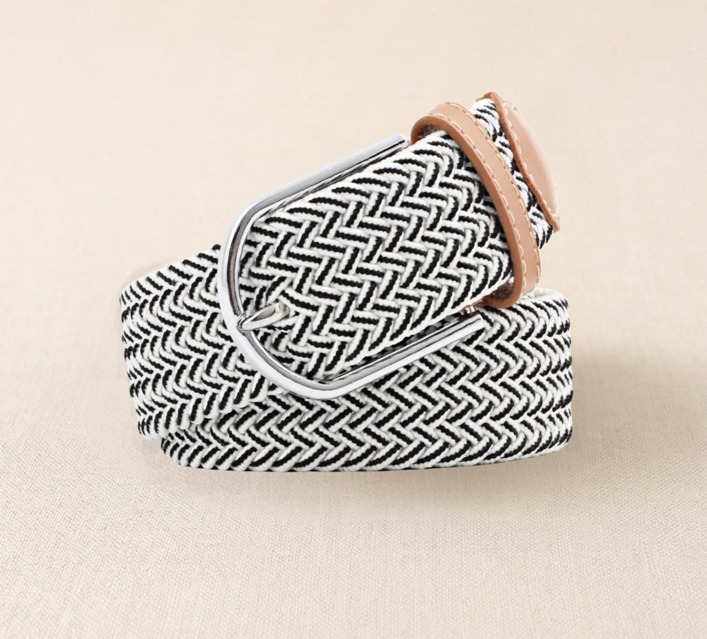 Braided Stretch Belt – Heritage (White & Black)