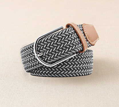 Braided Stretch Belt – Heritage (Dark Grey & White)
