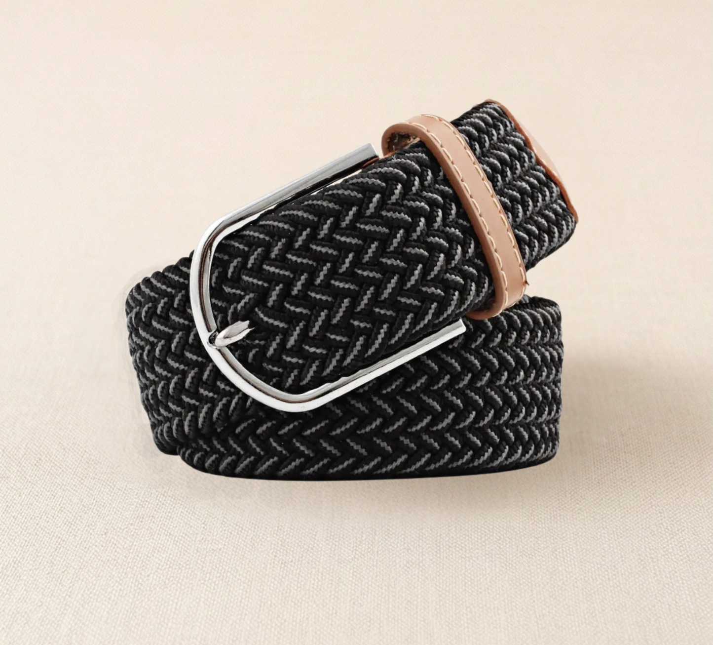 Braided Stretch Belt – Heritage (Black & Grey)