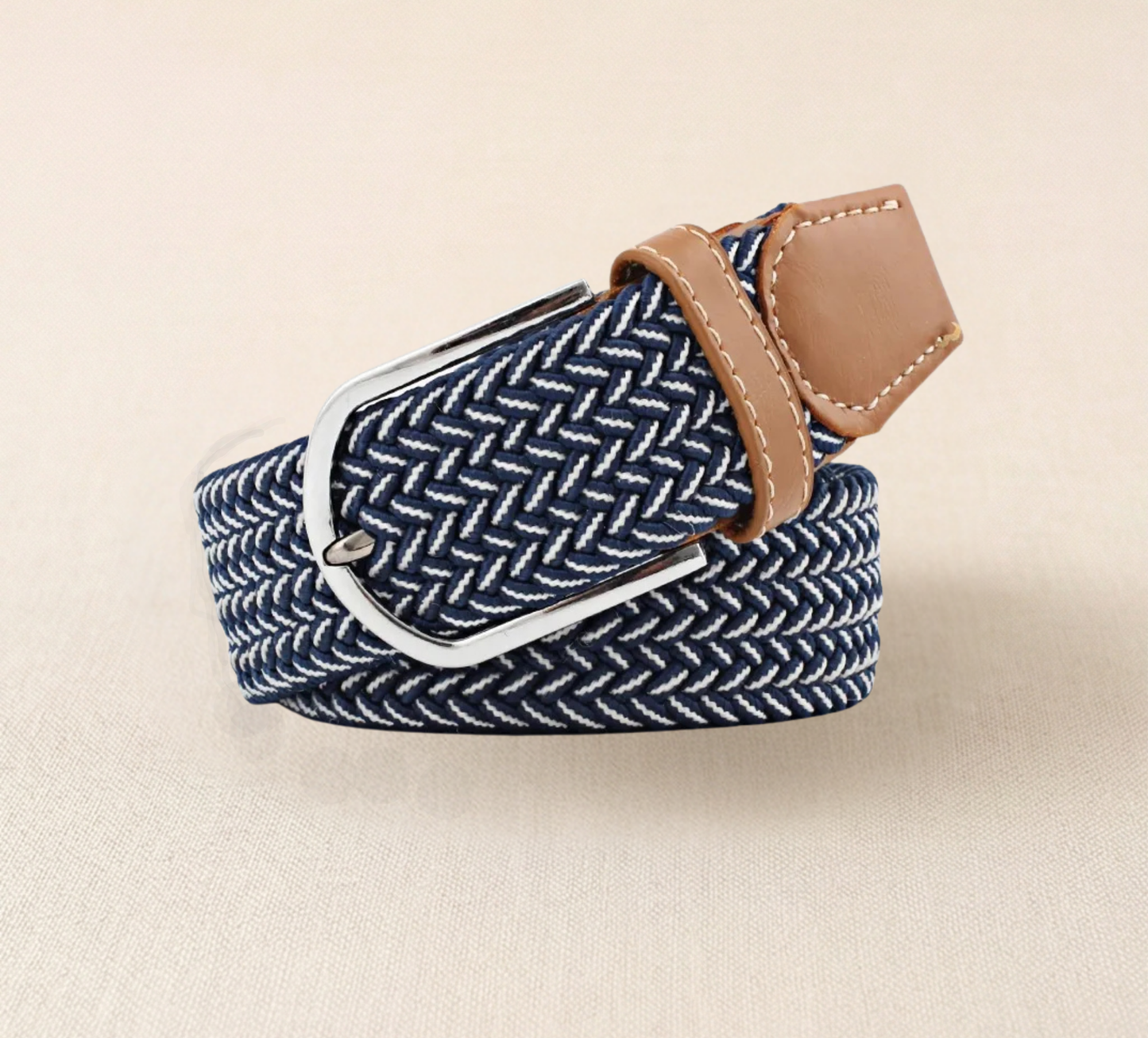 Braided Stretch Belt – Heritage (Navy & White)