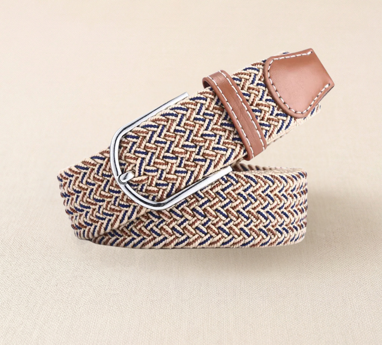 Braided Stretch Belt – Heritage (Brown-Beige & Navy)