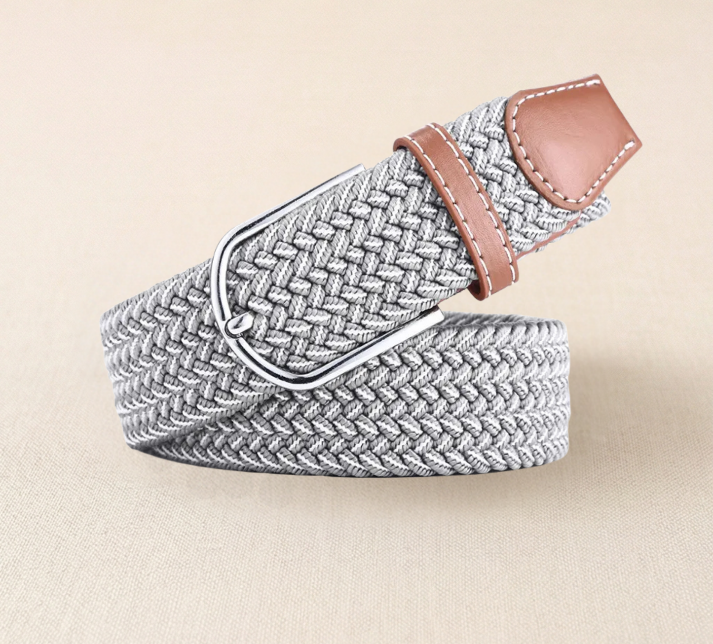 Braided Stretch Belt – Heritage (Light Grey & White)