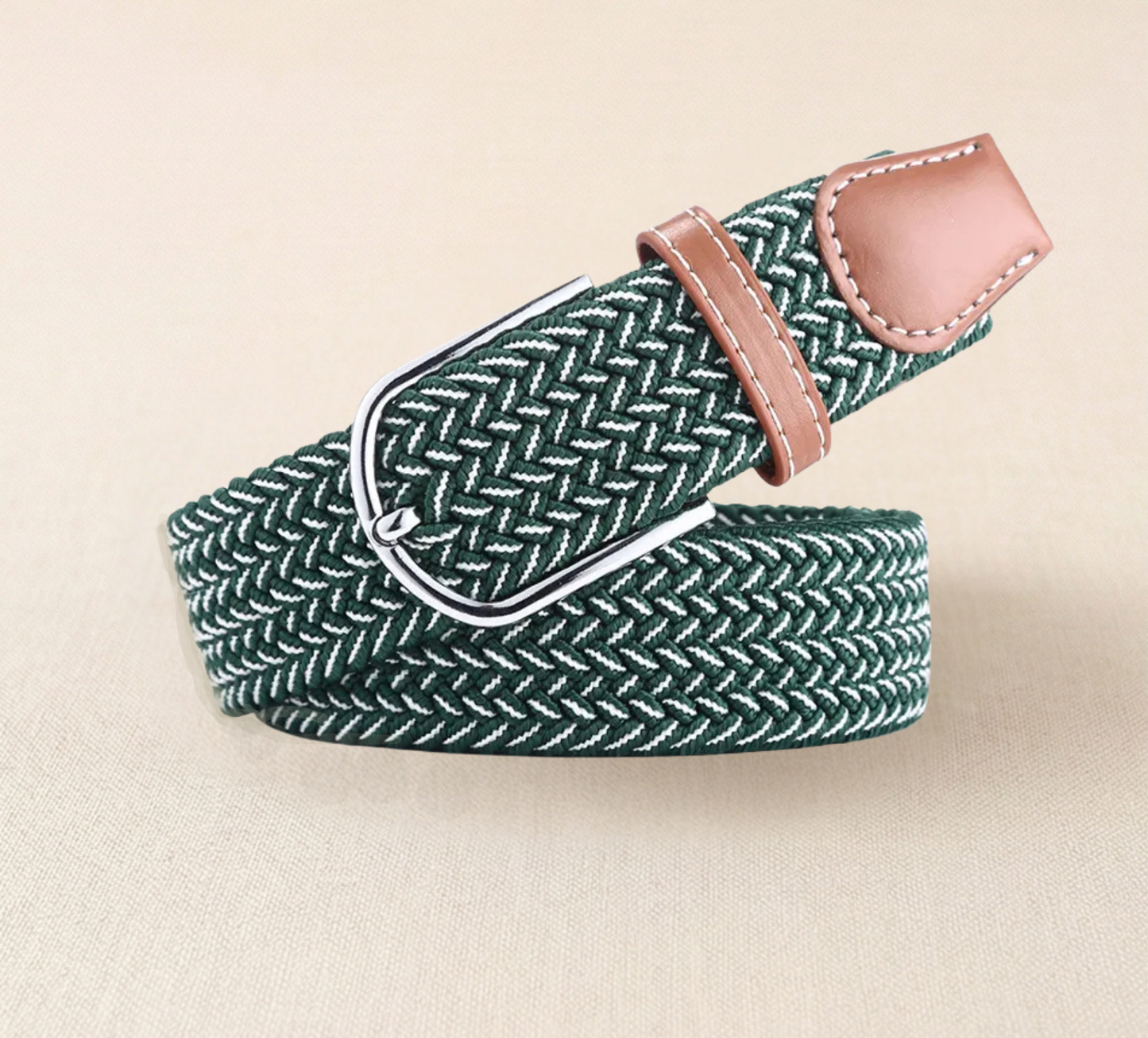 Braided Stretch Belt – Heritage (Green & White)