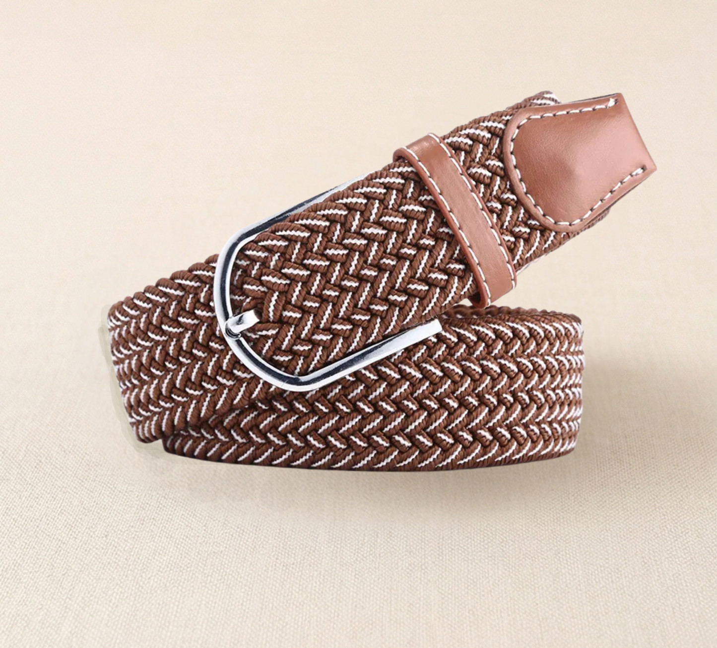 Braided Stretch Belt – Heritage (Brown & White)