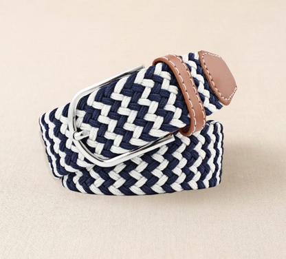 Braided Stretch Belt - Navy & White