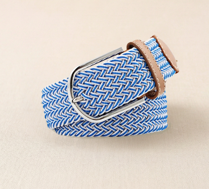 Braided Stretch Belt – Heritage (Sky Blue & White)