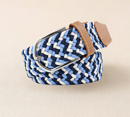 Braided Stretch Belt - Navy Blue White