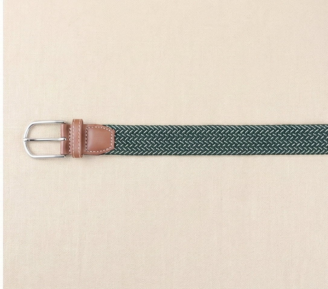 Braided Stretch Belt – Heritage (Green & White)