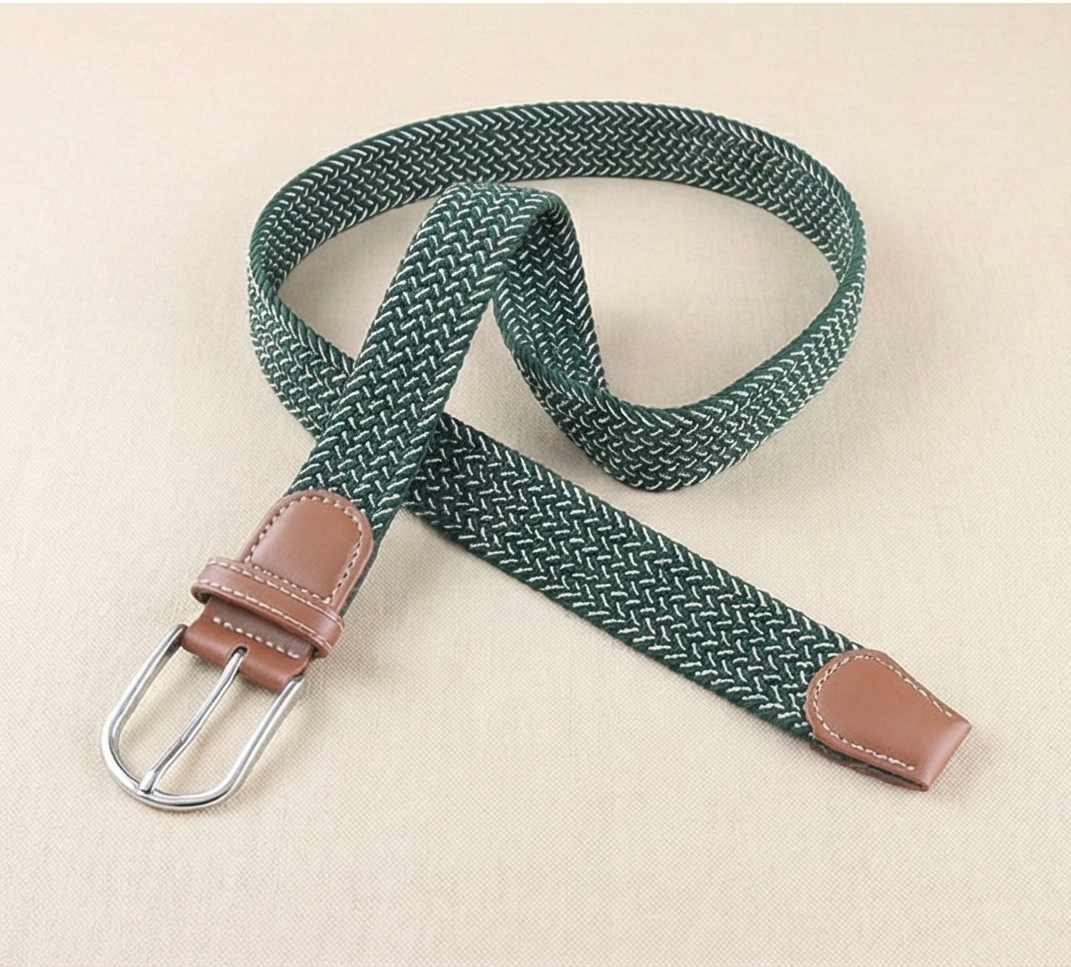 Braided Stretch Belt – Heritage (Green & White)
