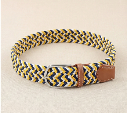 Braided Stretch Belt - Yellow Blue White