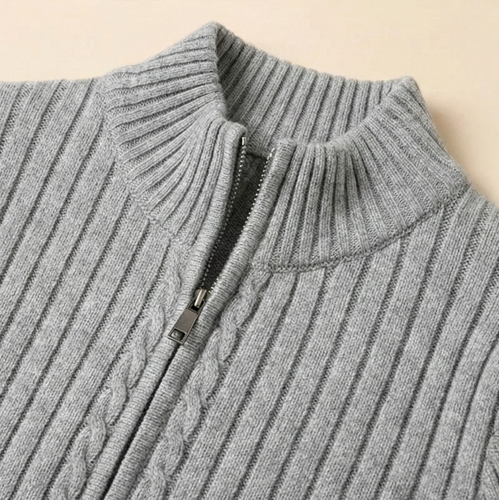Heritage Zip Knit Sweater – Grey