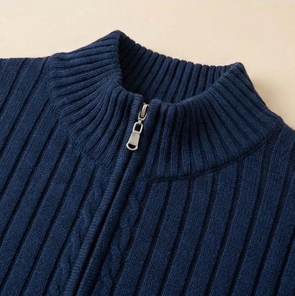 Heritage Zip Knit Sweater – Oxford Blue