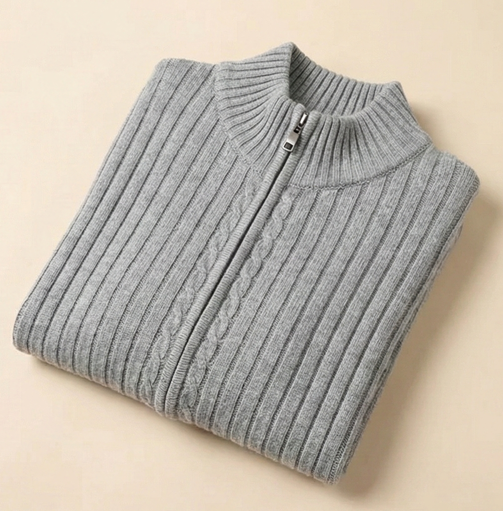 Heritage Zip Knit Sweater – Grey